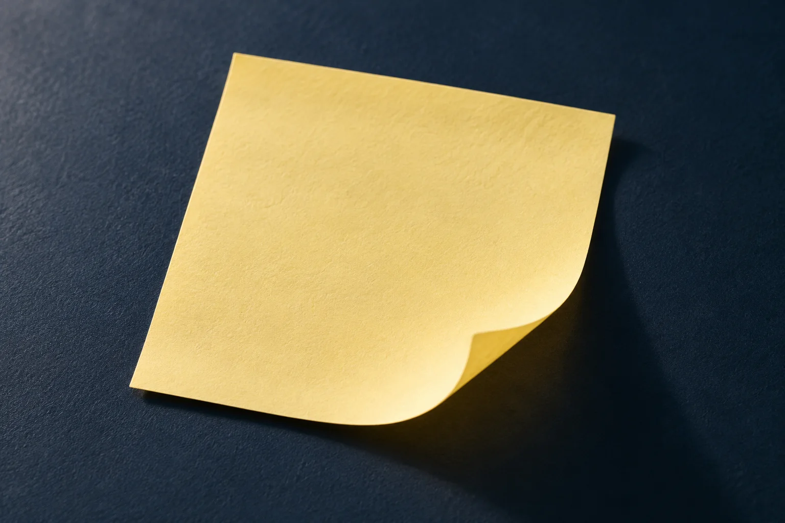 Generated editorial illustration of a yellow sticky-note corner lifted from a dark surface.