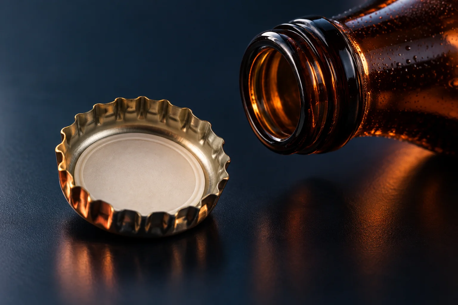 Generated editorial macro illustration of a bottle cap with a visible inner sealing disc.